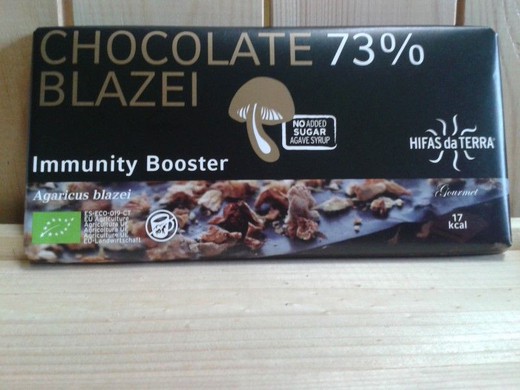 Chocolat et champignon del sol, Agaricus blazei 73% cacao