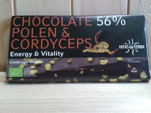 Chocolate y seta Cordyceps y polen, 56% cacao