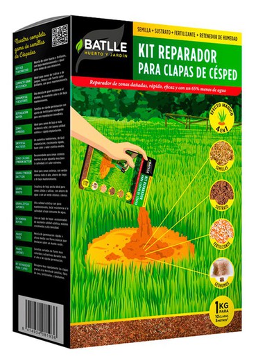 Kit reparador de césped, semilla+sustrato+fertilizante+retenedor de humedad