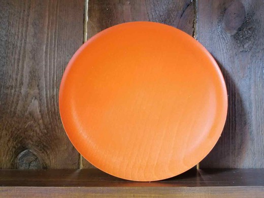 Plato de madera de color naranja de 20 cm de diámetro