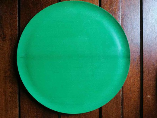 Plato de madera de color verde de 20 cm de diámetro