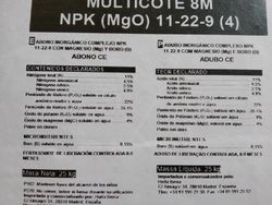 Abono granulado en saco de lenta liberación para plantación