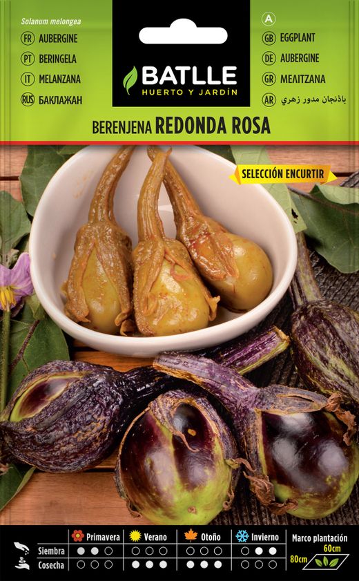 Graine horticole d'aubergine ronde rose sel. cornichon