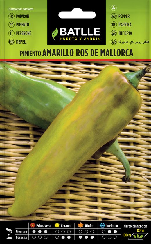 Sélection de graines horticoles de poivron jaune Ros de Mallorca