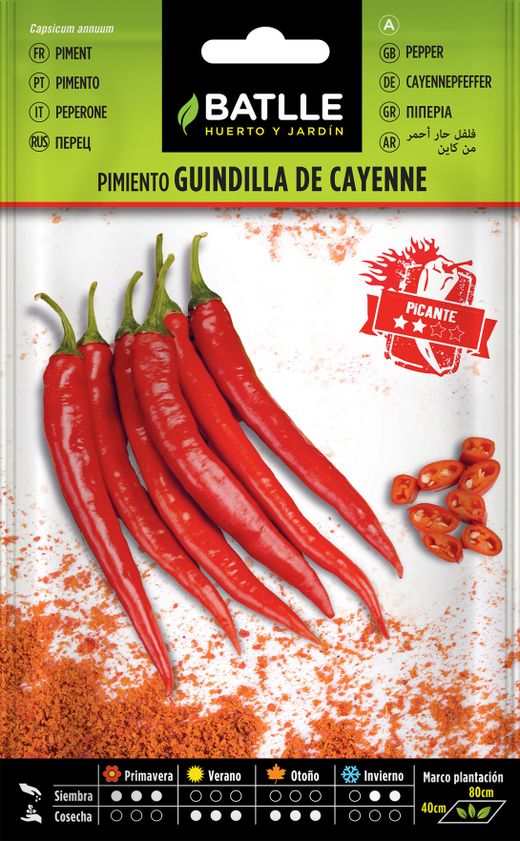 Semilla hortícola de pimiento guindilla de cayenne rojo muy picante